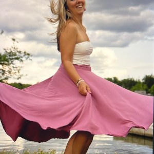 Bambusová sukně kruhová – Starorůžová